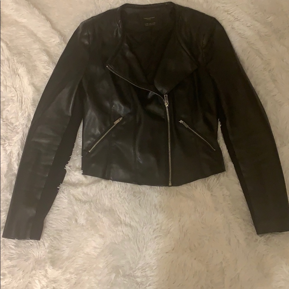 Zara black leather jacket - Picture 2 of 3